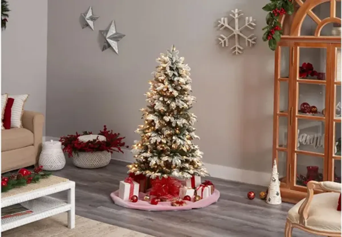 5' Pre-Lit Flocked North Carolina Fir Artificial Tree