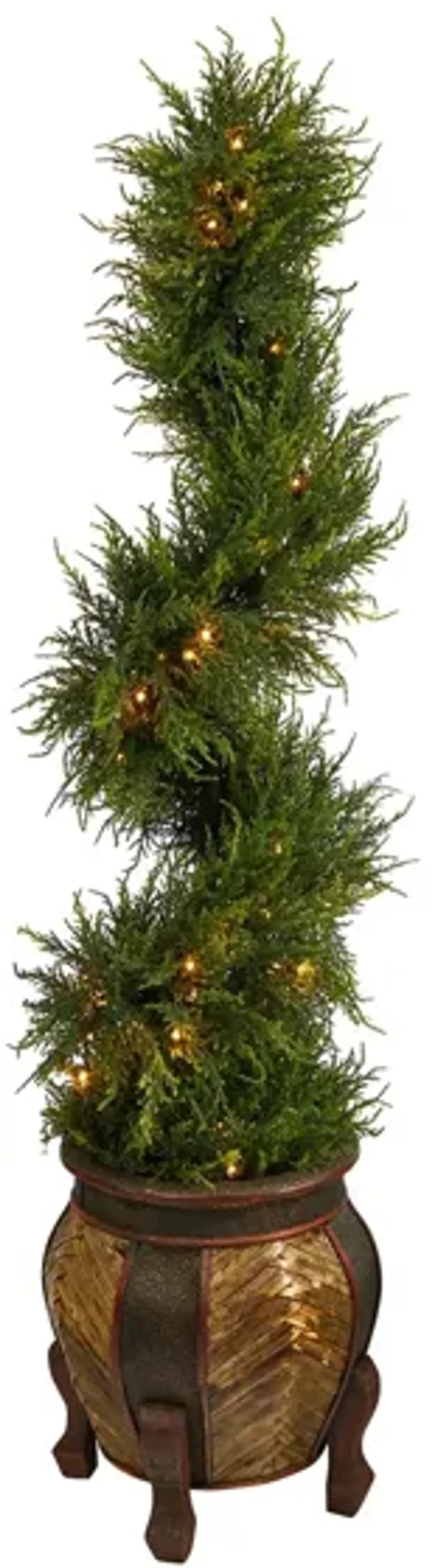 4.5' Pre-Lit Spiral Cypress Artificial Tree in Green by Bellanest