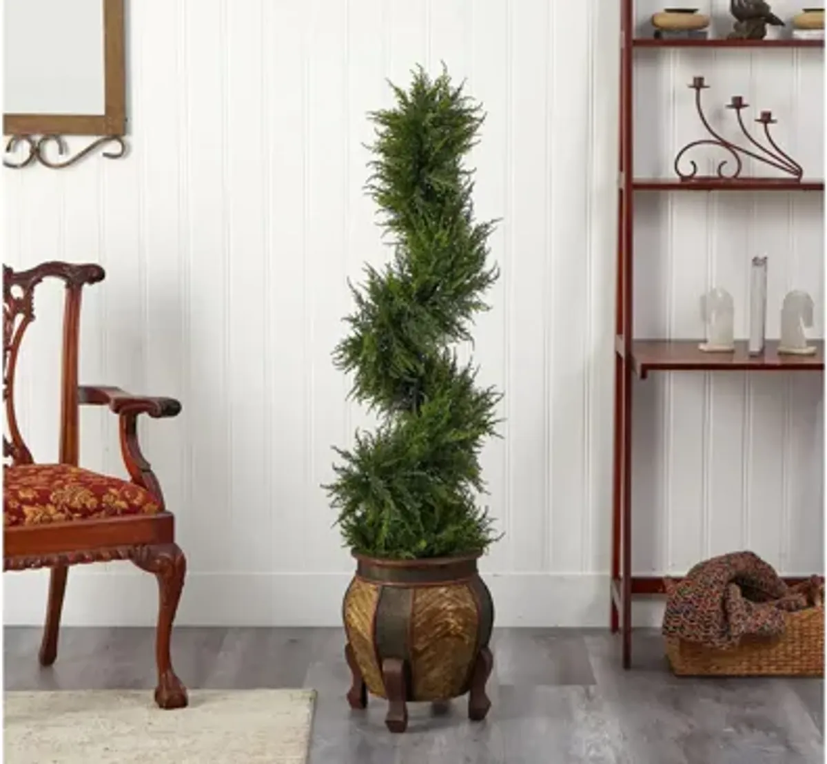 4.5' Pre-Lit Spiral Cypress Artificial Tree