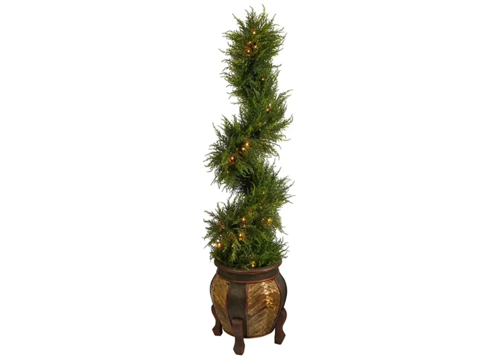 4.5' Pre-Lit Spiral Cypress Artificial Tree in Green by Bellanest