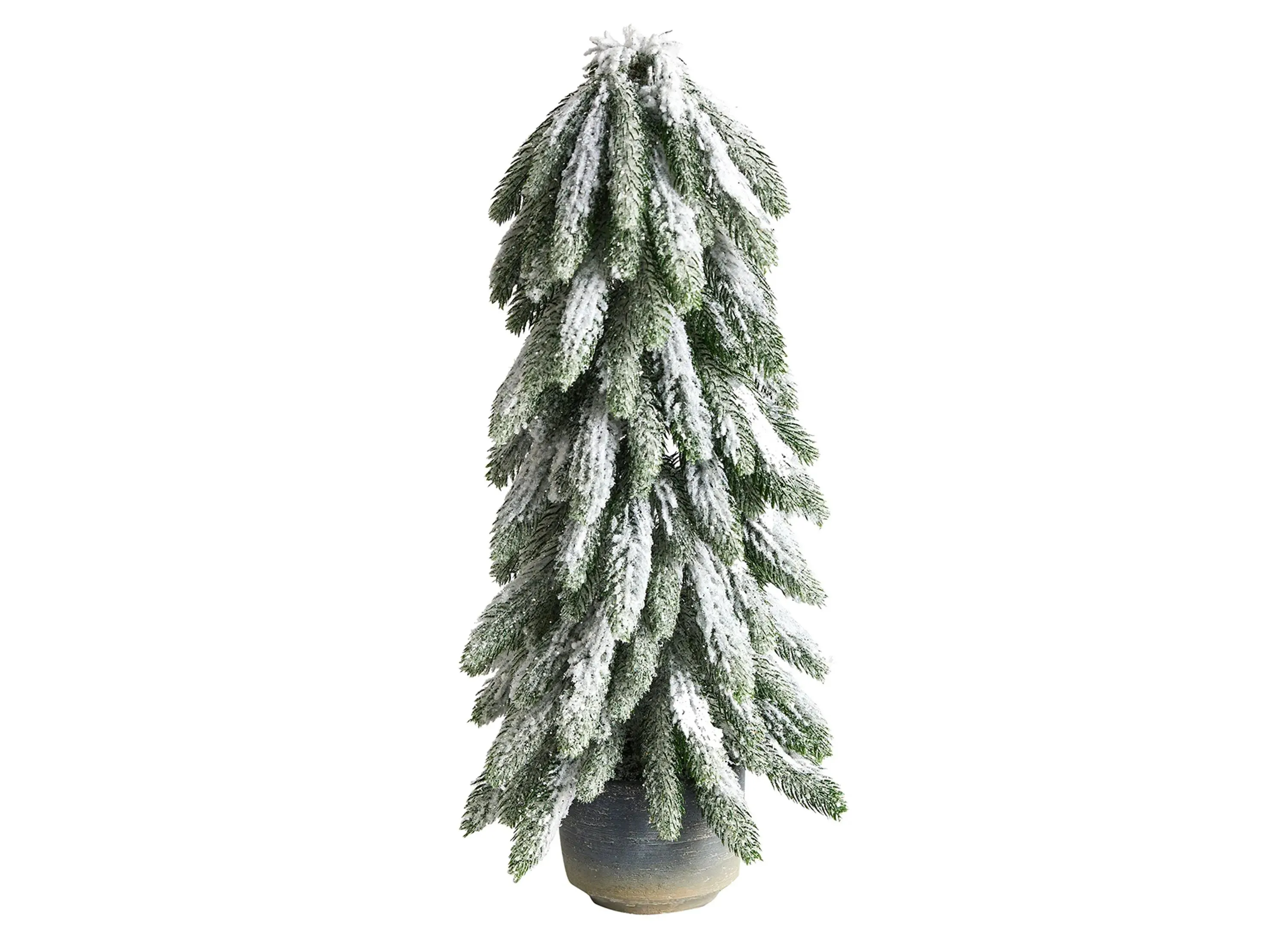 21" Flocked Artificial Tree in Decorative Planter in Green by Bellanest