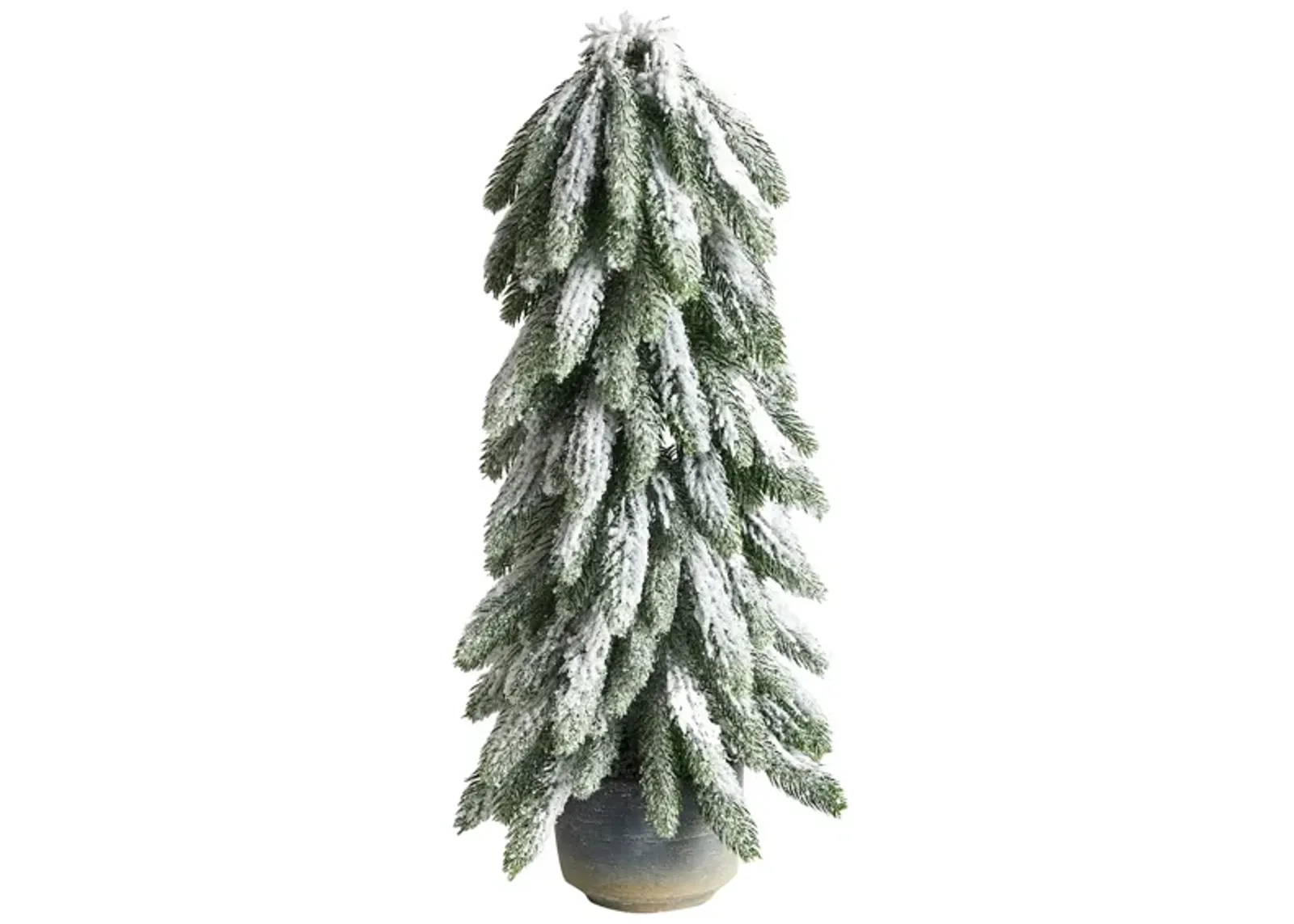 21" Flocked Artificial Tree in Decorative Planter in Green by Bellanest