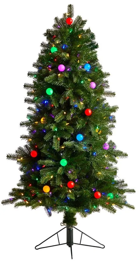 5' Pre-Lit Montana Mountain Fir Artificial Tree in Green by Bellanest