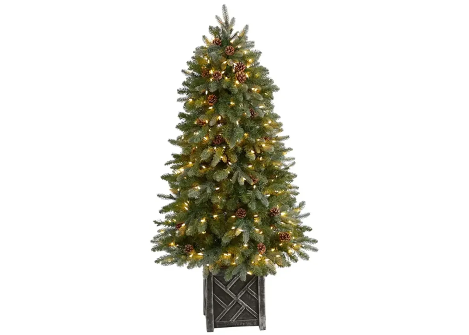 5' Pre-Lit Colorado Fir Flocked Dusted Artificial Tree in Green by Bellanest