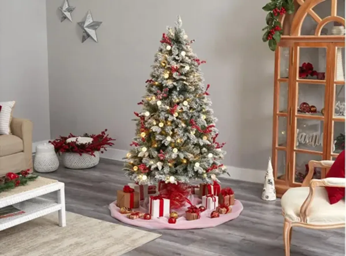 6' Pre-Lit Snow Tipped Norwegian Fir Artificial Tree