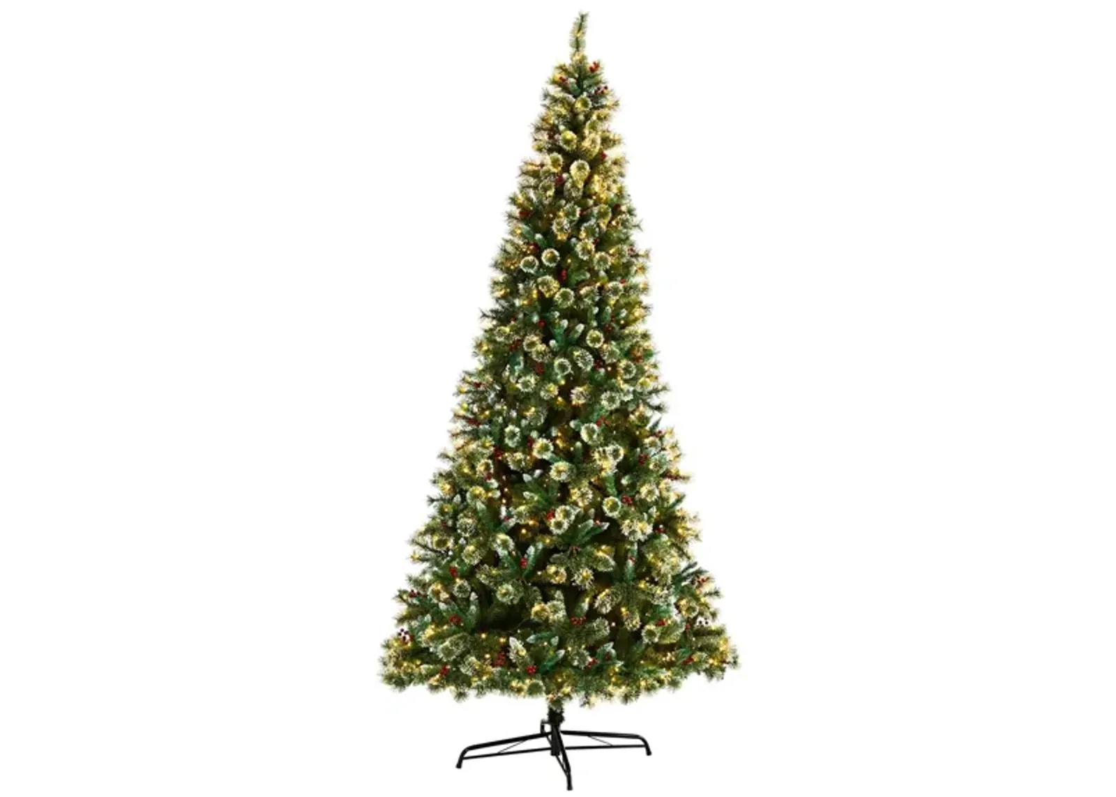 10' Pre-Lit Frosted Swiss Pine Artificial Tree in Green by Bellanest