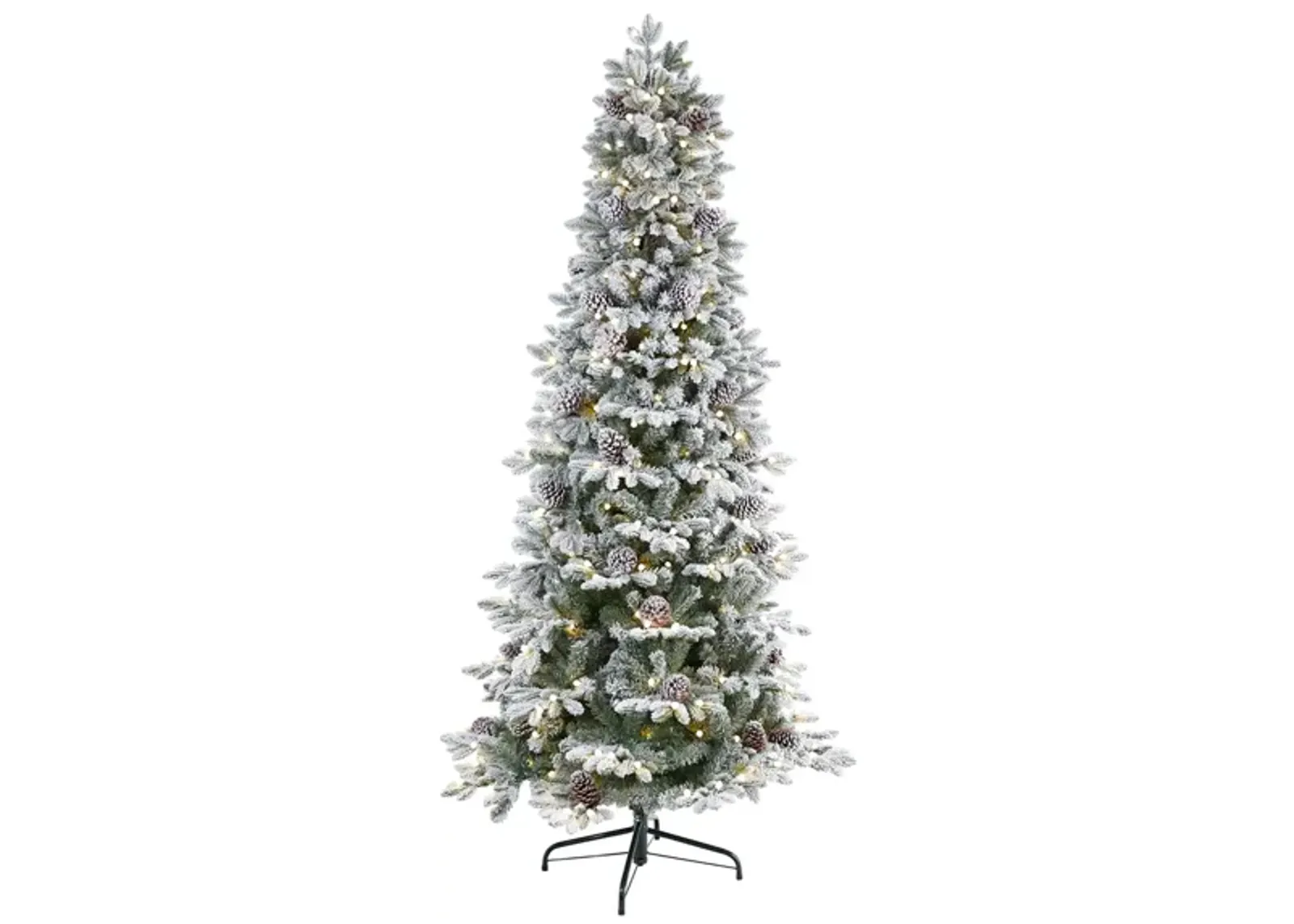 7.5' Pre-Lit Flocked Alaskan Artificial Tree in Green by Bellanest