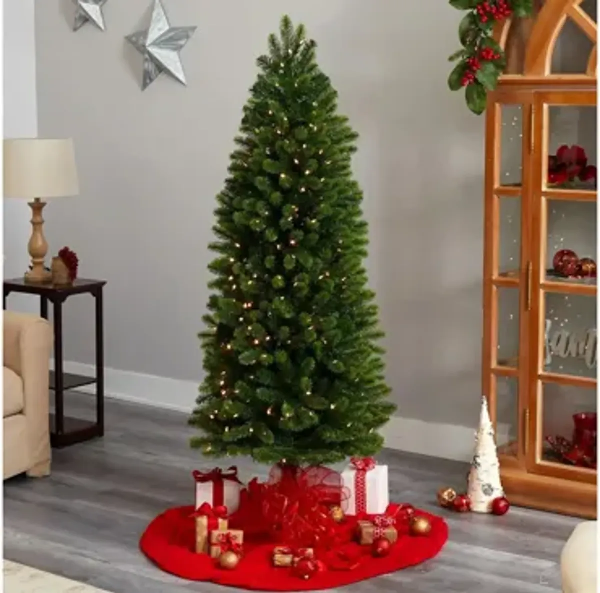 6' Pre-Lit Slim Virginia Spruce Artificial Tree