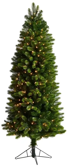 6' Pre-Lit Slim Virginia Spruce Artificial Tree in Green by Bellanest