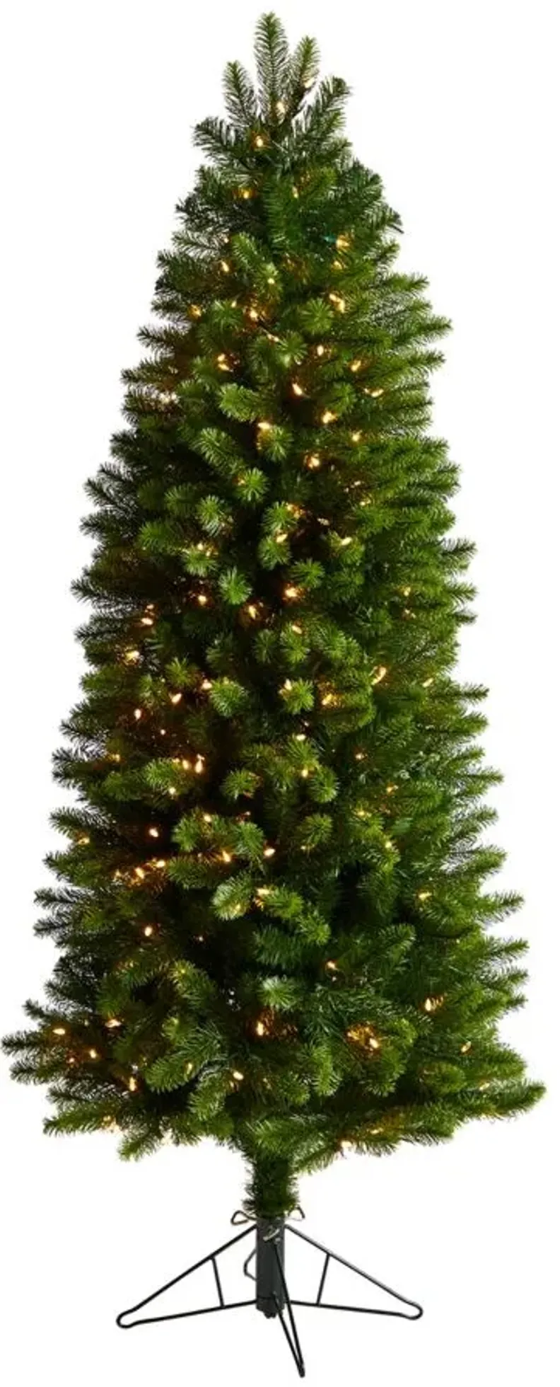 6' Pre-Lit Slim Virginia Spruce Artificial Tree in Green by Bellanest