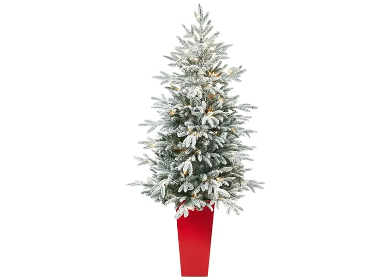 5' Pre-Lit Flocked Manchester Spruce Artificial Tree in Green/White by Bellanest