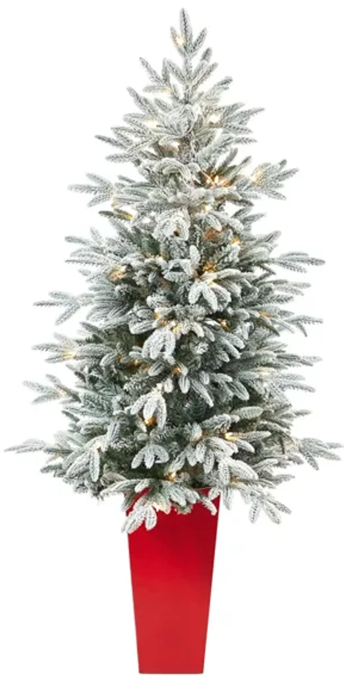 5' Pre-Lit Flocked Manchester Spruce Artificial Tree in Green/White by Bellanest