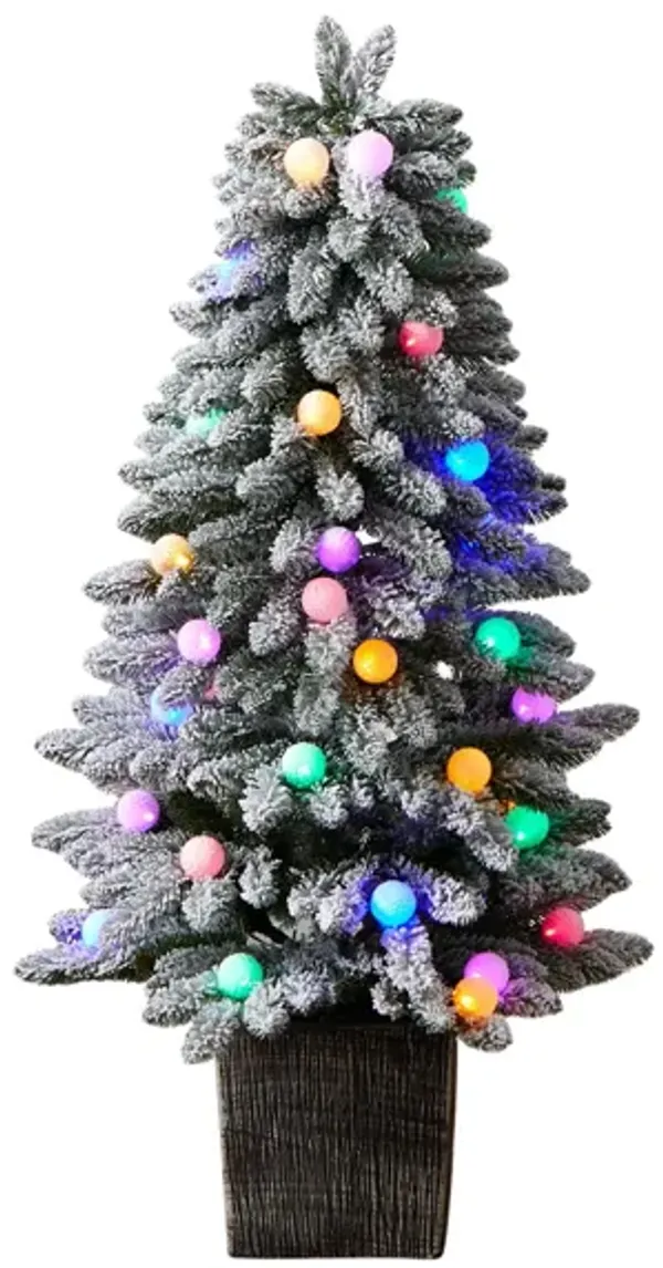 4' Pre-Lit Winter Flocked Artificial Tree