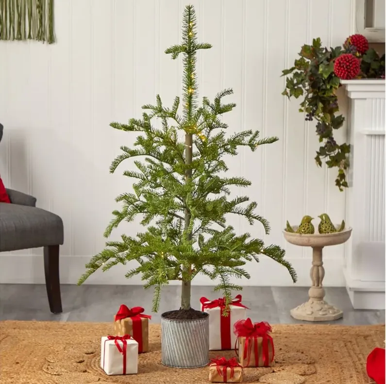 4.5' Pre-Lit Pine Artificial Tree in Green by Bellanest