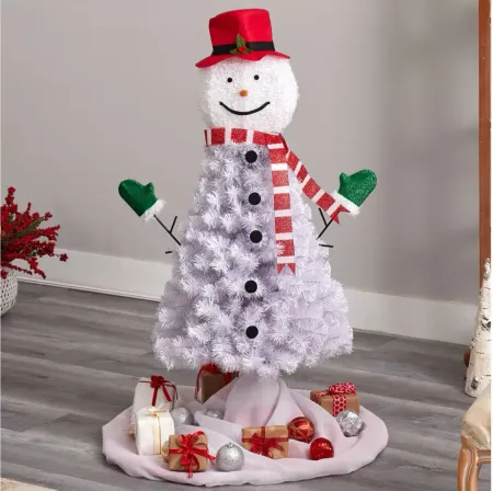 4' Snowman Artificial Tree in White by Bellanest