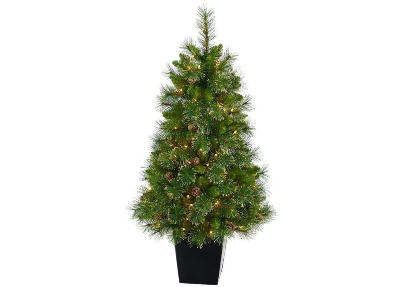 50" Pre-Lit Golden Tip Washington Pine Artificial Christmas Tree in Green by Bellanest