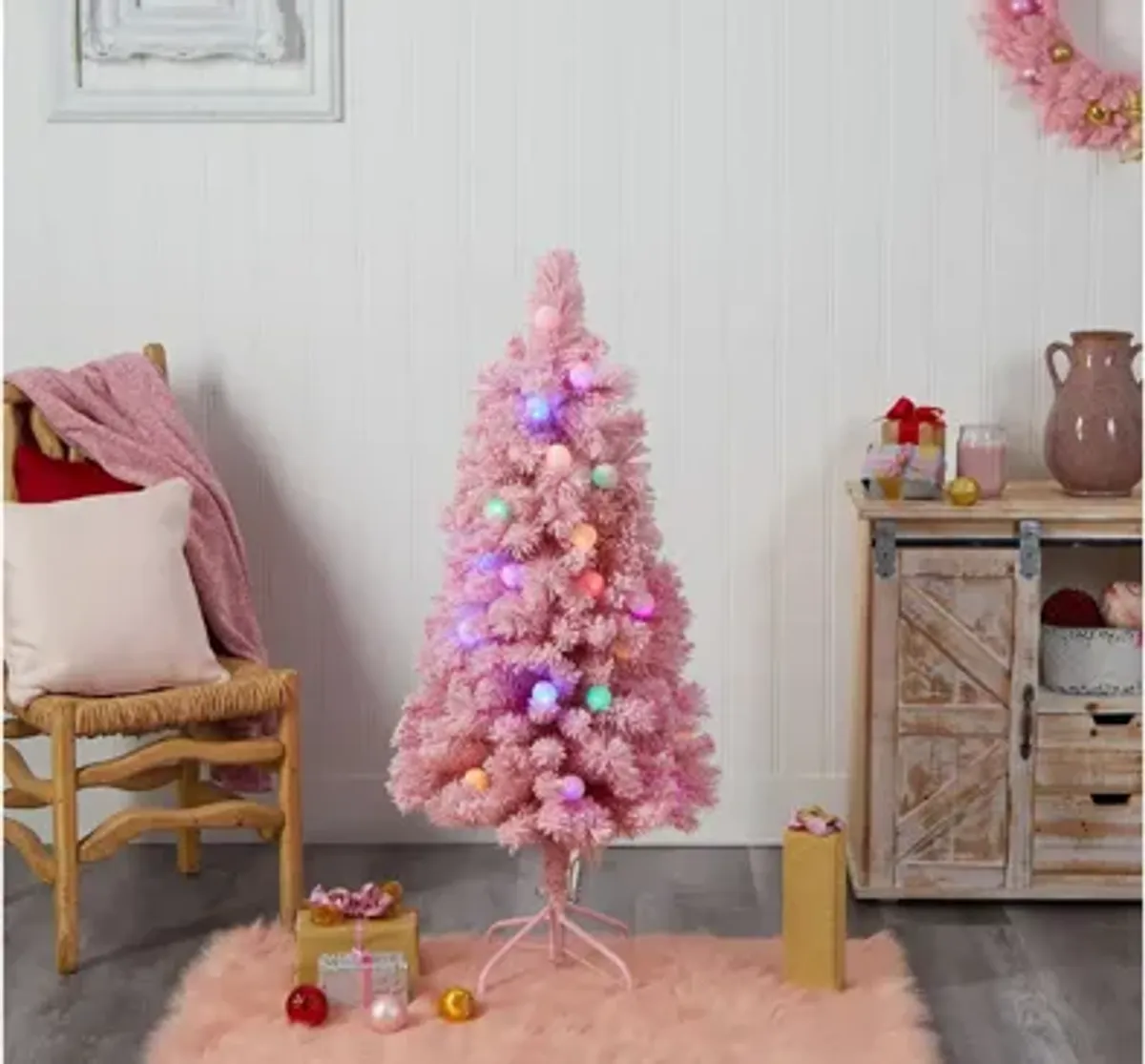 4' Pre-Lit Holiday Frosted Pink Cashmere Artificial Tree