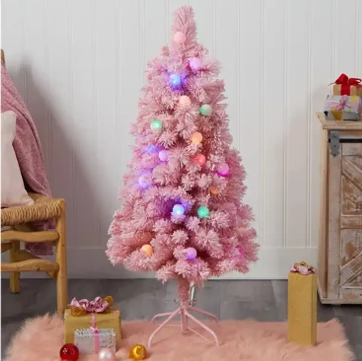 4' Pre-Lit Holiday Frosted Pink Cashmere Artificial Tree