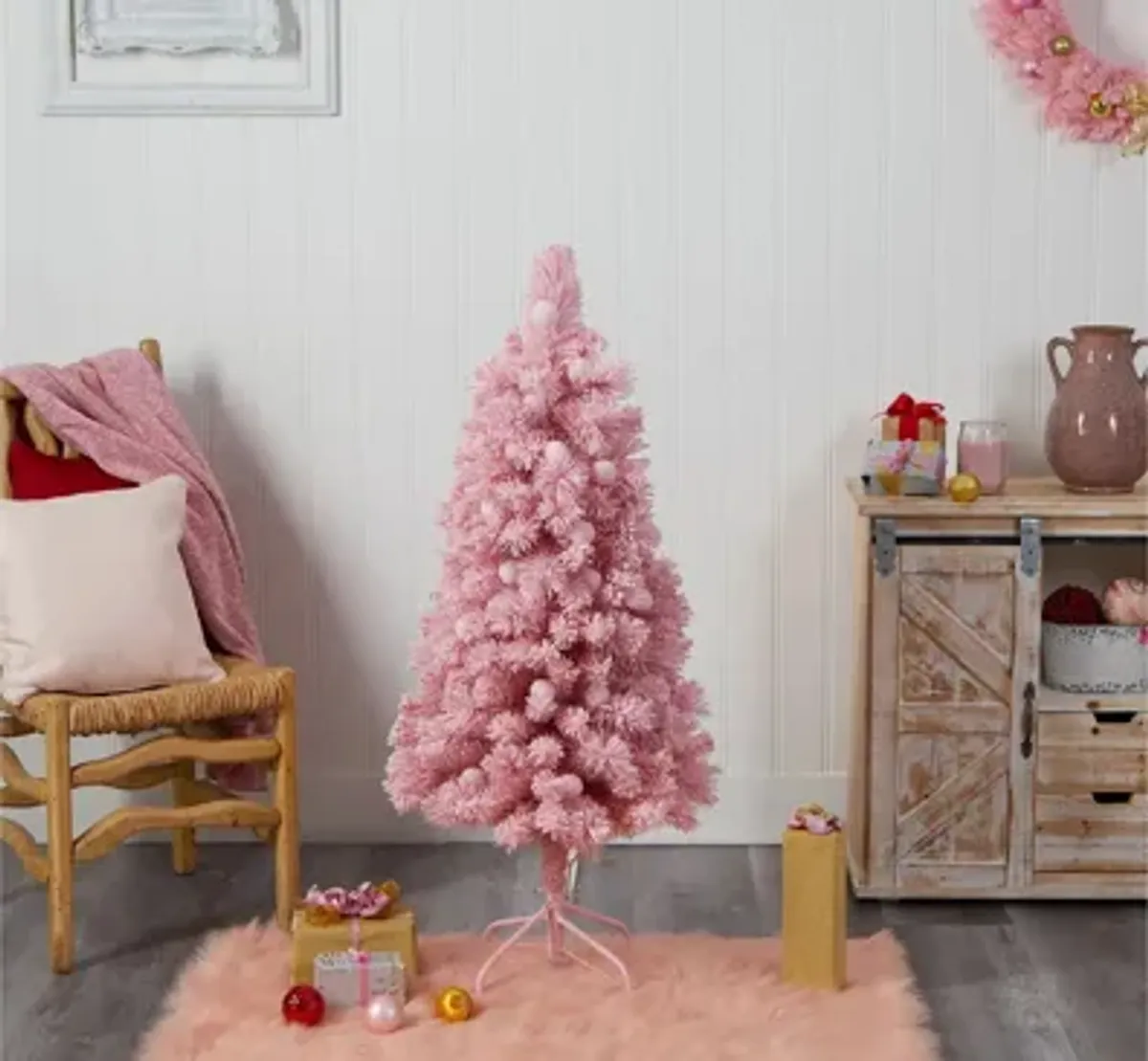 4' Pre-Lit Holiday Frosted Pink Cashmere Artificial Tree