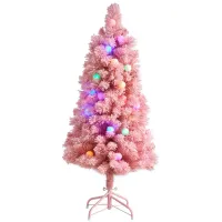 4' Pre-Lit Holiday Frosted Pink Cashmere Artificial Tree in Pink by Bellanest
