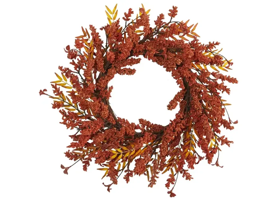 18" Harvest Berry Artificial Wreath in Orange by Bellanest