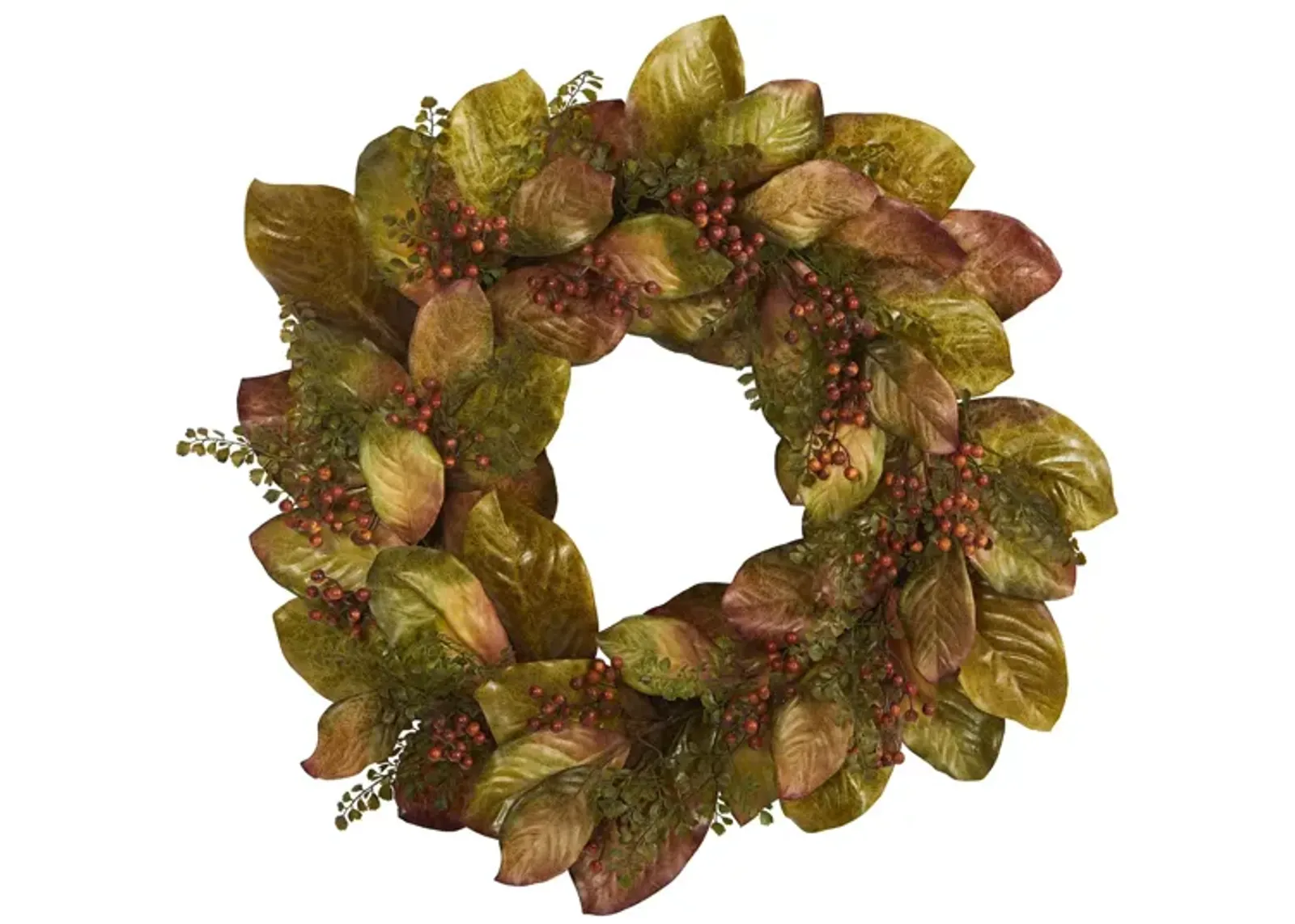 30" Fall Leaf Artificial Wreath in Green by Bellanest