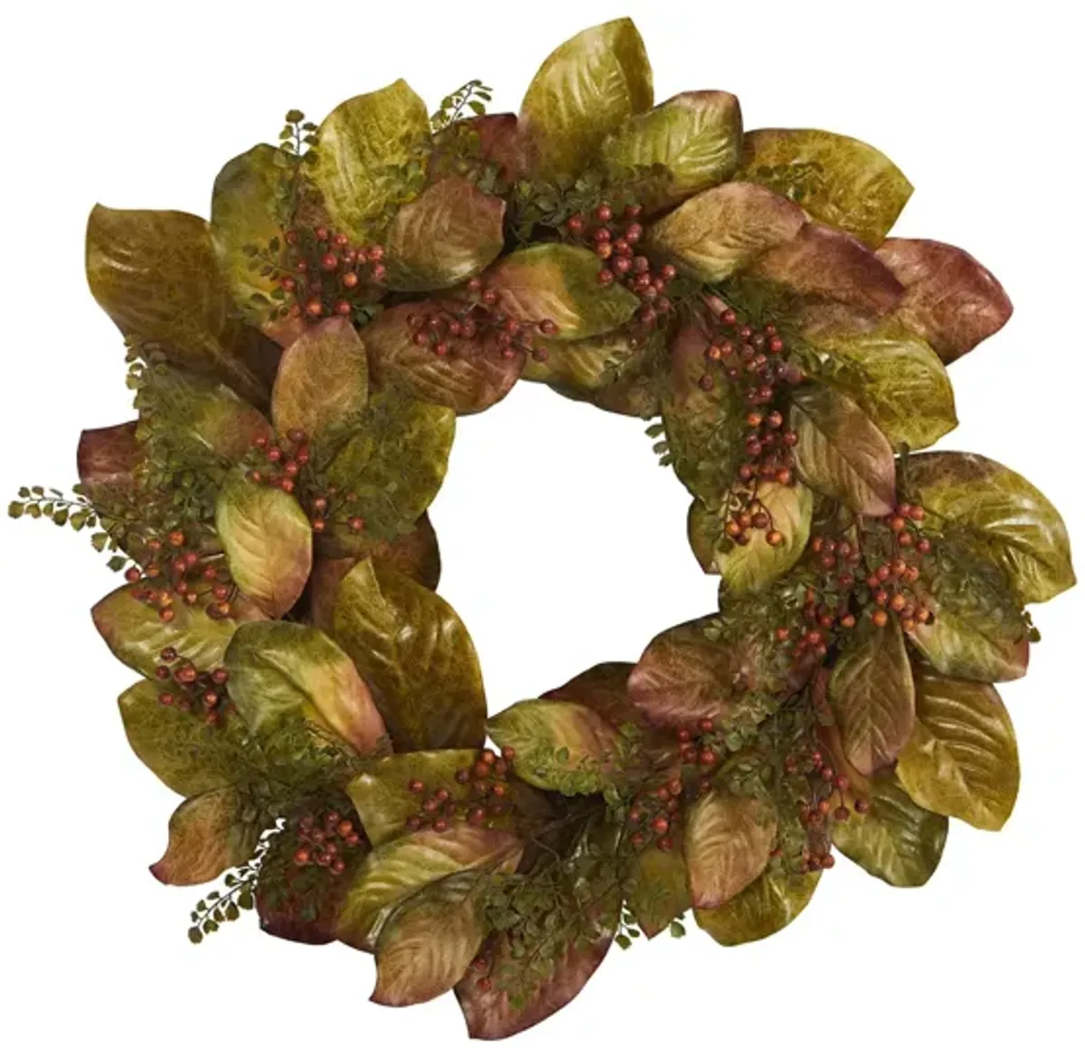 30" Fall Leaf Artificial Wreath in Green by Bellanest