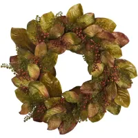 30" Fall Leaf Artificial Wreath in Green by Bellanest