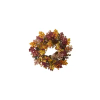 24" Oak Leaf and Acorn Artificial Wreath in Multicolor by Bellanest