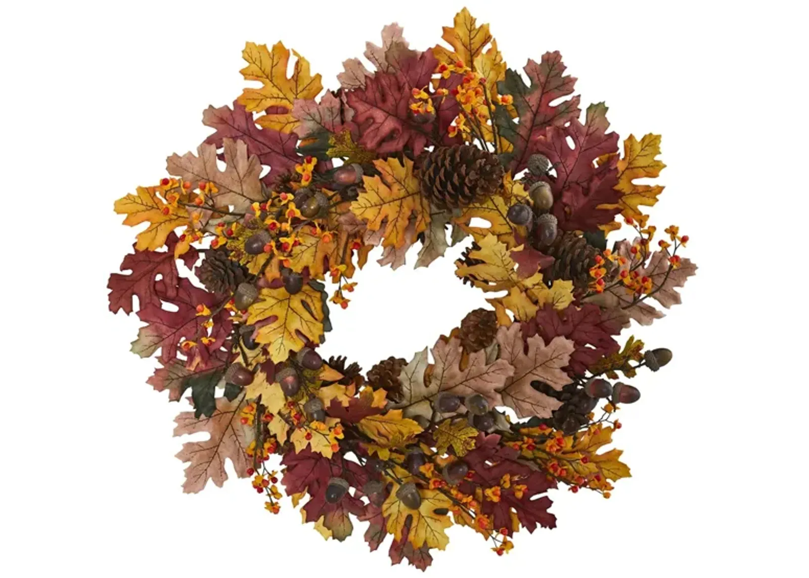 24" Oak Leaf and Acorn Artificial Wreath in Multicolor by Bellanest