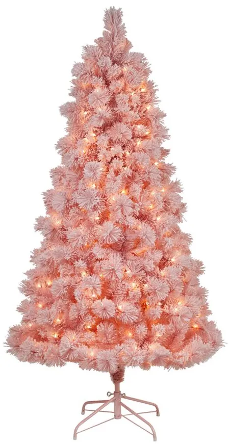 7' Pre-Lit Holiday Pink Cashmere Artificial Tree Artificial in Pink by Bellanest