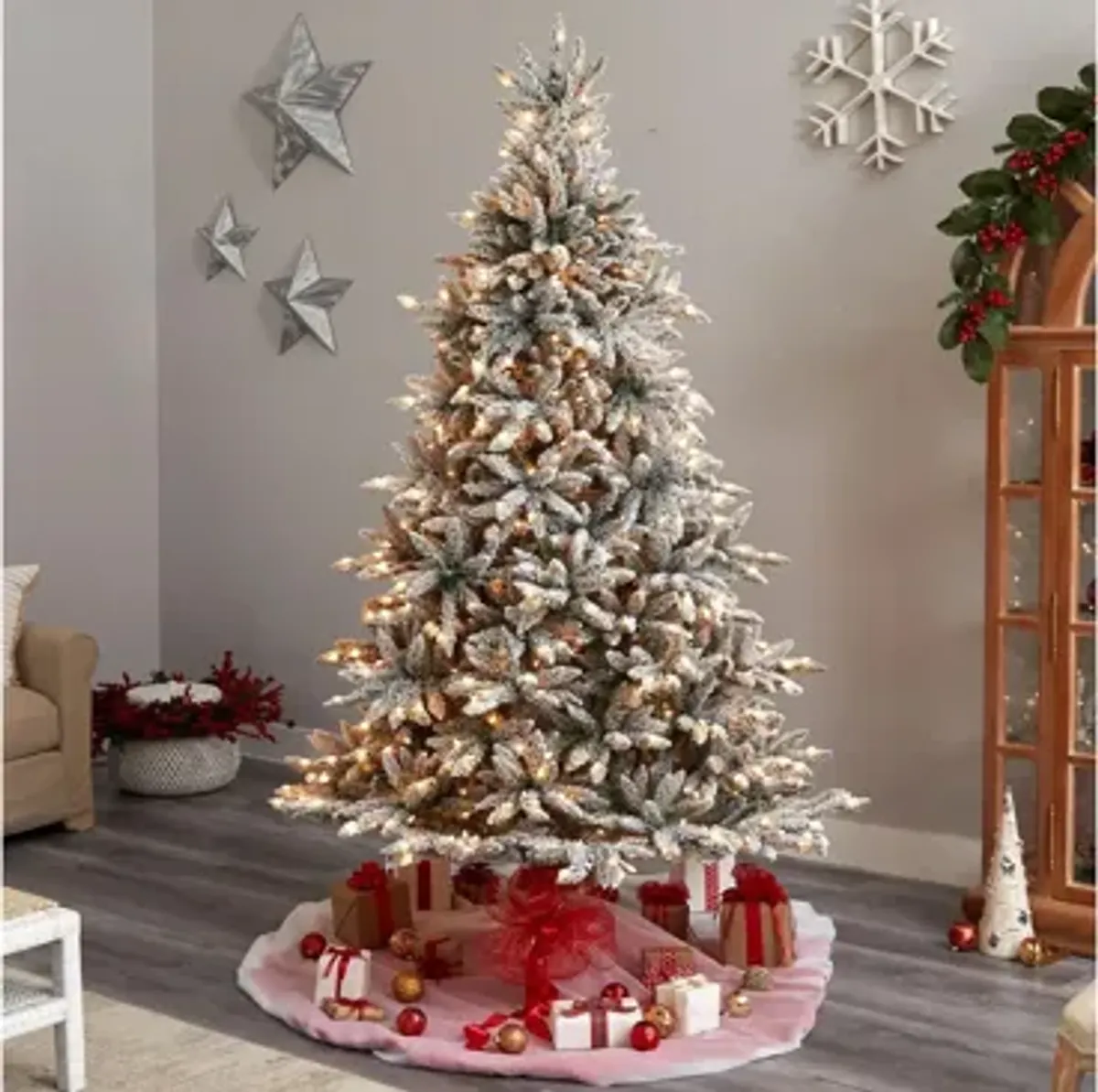 8' Flocked West Virginia Spruce Artificial Tree