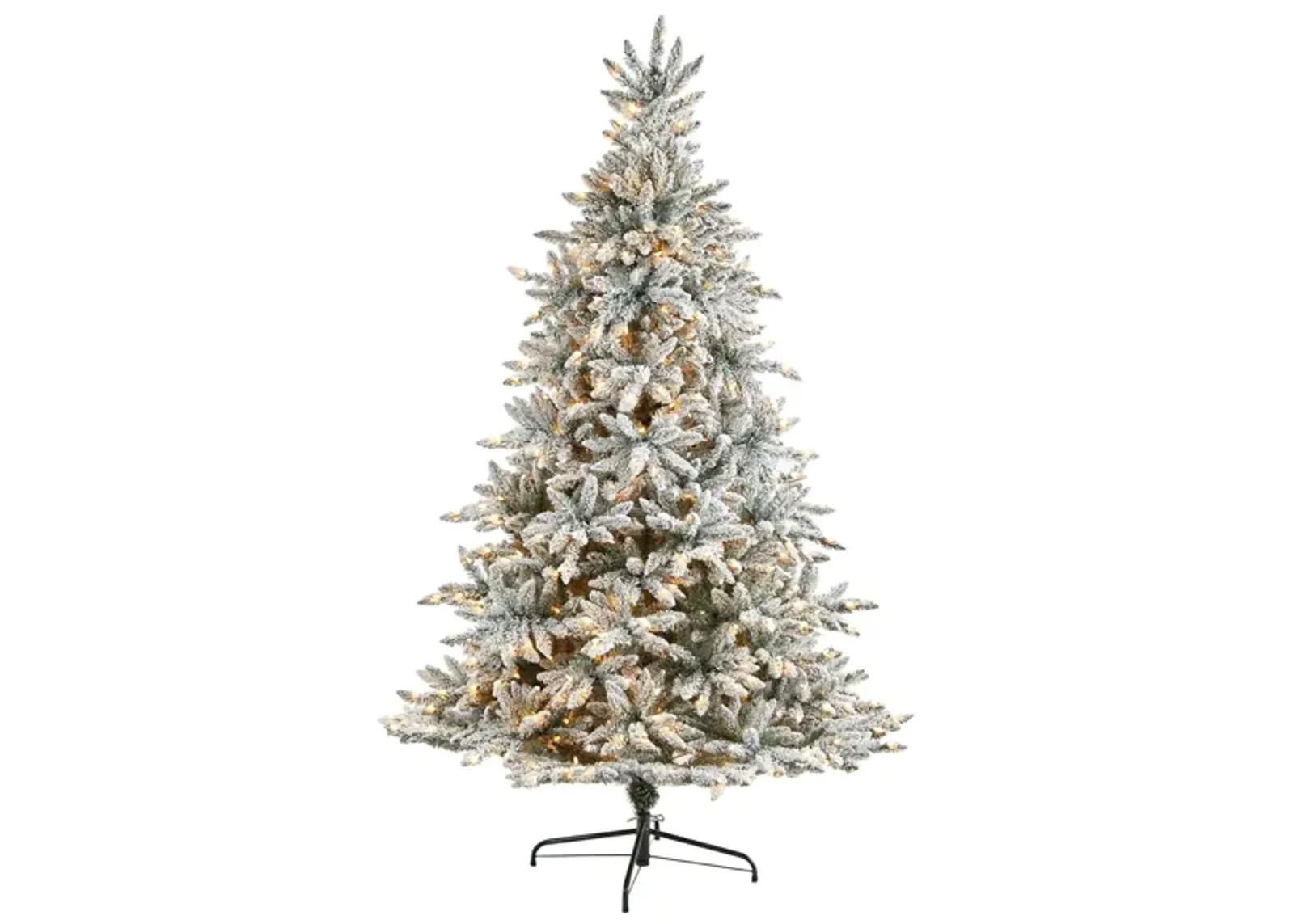 8' Flocked West Virginia Spruce Artificial Tree in Green by Bellanest