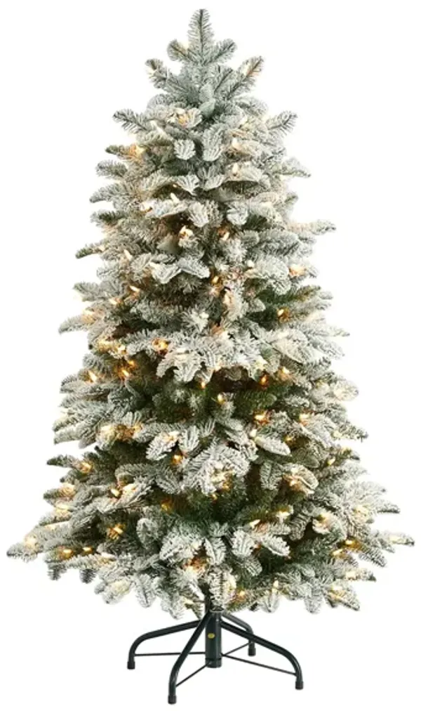 4' Pre-Lit Flocked North Carolina Fir Artificial Tree