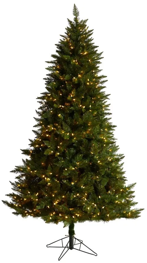 7.5' Pre-Lit Vermont Spruce Artificial Tree in Green by Bellanest