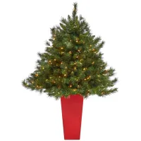 4.5' Pre-Lit Wyoming Mixed Pine Artificial Tree in Green by Bellanest