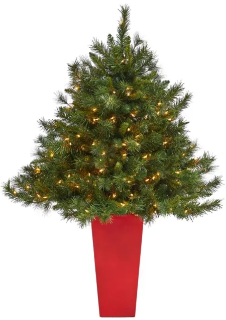 4.5' Pre-Lit Wyoming Mixed Pine Artificial Tree in Green by Bellanest