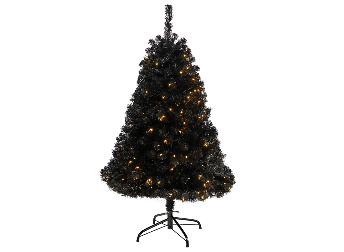 4' Pre-Lit Black Artificial Tree in Black by Bellanest