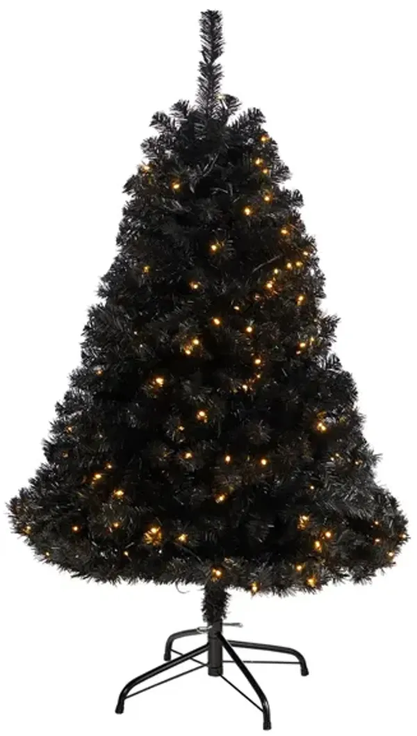 4' Pre-Lit Black Artificial Tree
