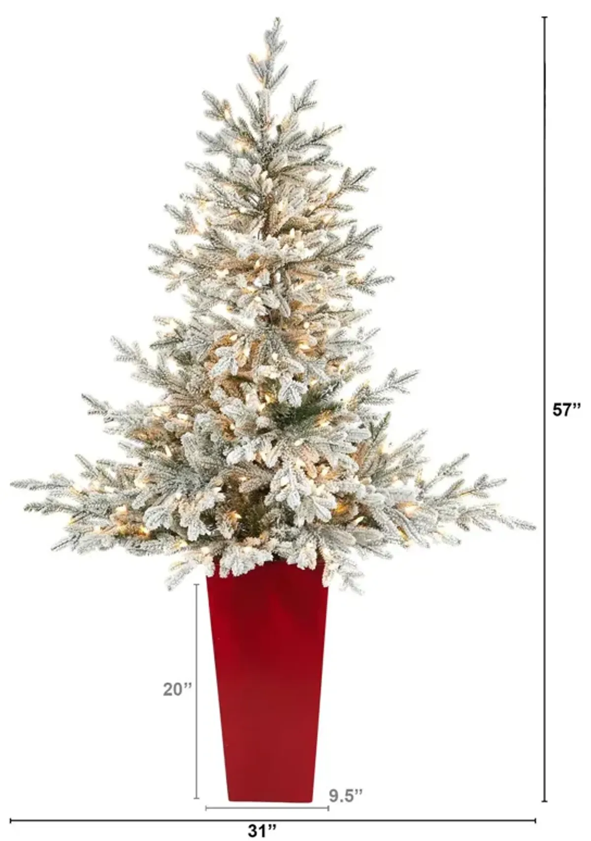 57" Pre-Lit Flocked Fraser Fir Artificial Tree