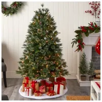 4' Pre-Lit Snowed Tipped Clermont Mixed Pine Artificial Tree