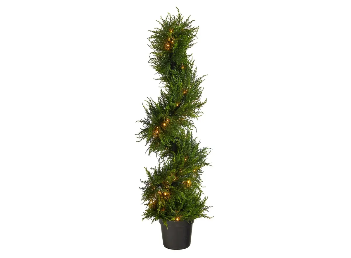 45" Pre-Lit Spiral Cypress Artificial Tree in Green by Bellanest