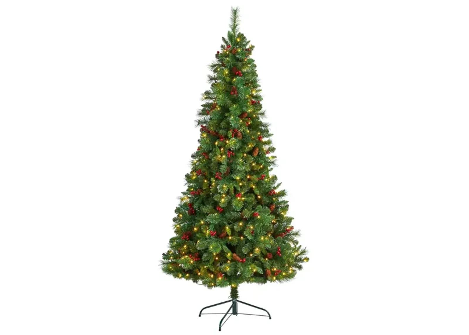 7' Pre-Lit Flat Back Montreal Mountain Pine Artificial Tree in Green by Bellanest