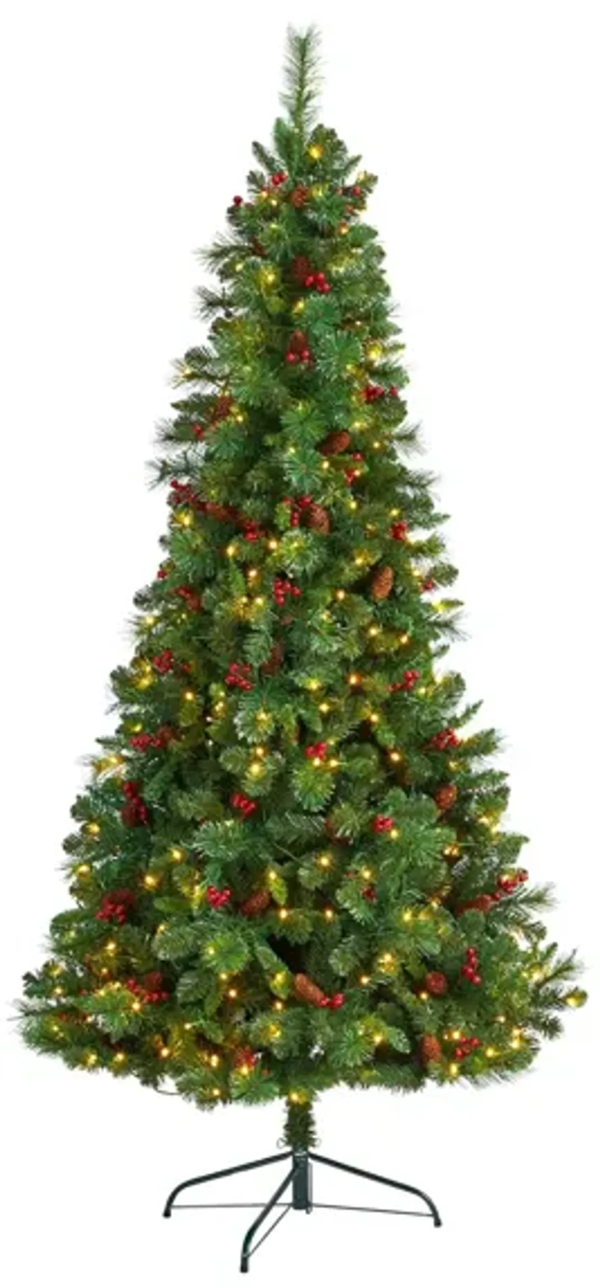 7' Pre-Lit Flat Back Montreal Mountain Pine Artificial Tree in Green by Bellanest