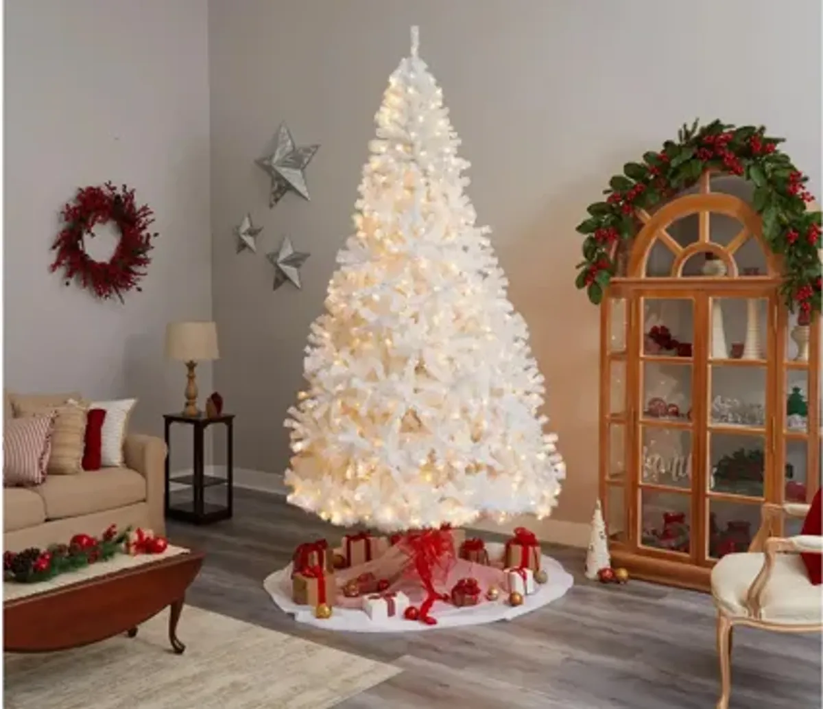 9' Pre-Lit White Artificial Tree