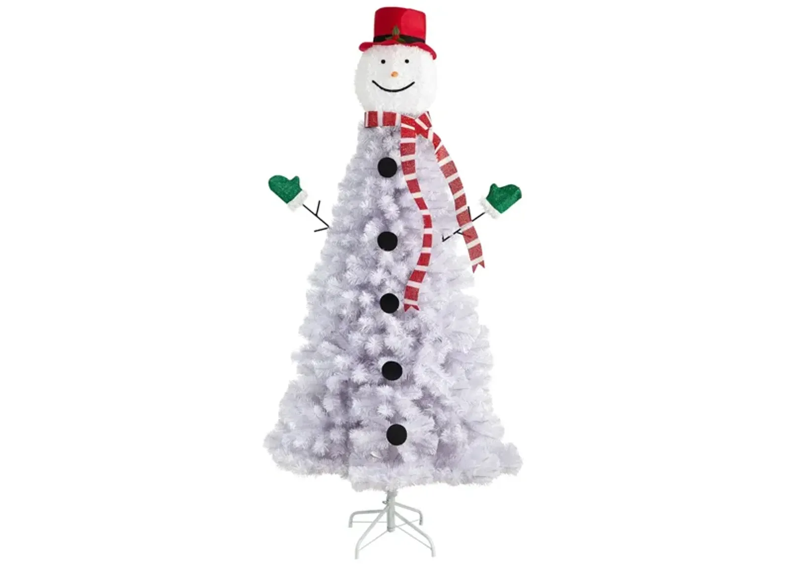 6.5' Snowman Artificial Tree in White by Bellanest