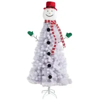 6.5' Snowman Artificial Tree in White by Bellanest