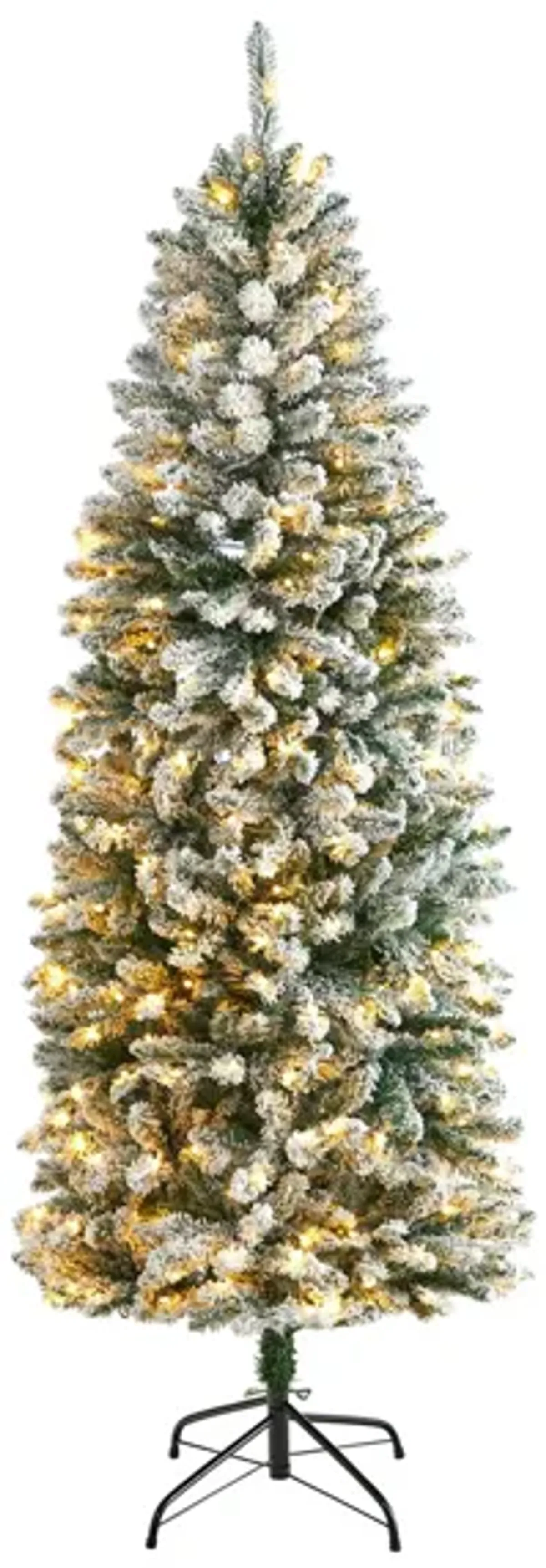 6' Pre-Lit Slim Flocked Montreal Fir Artificial Tree