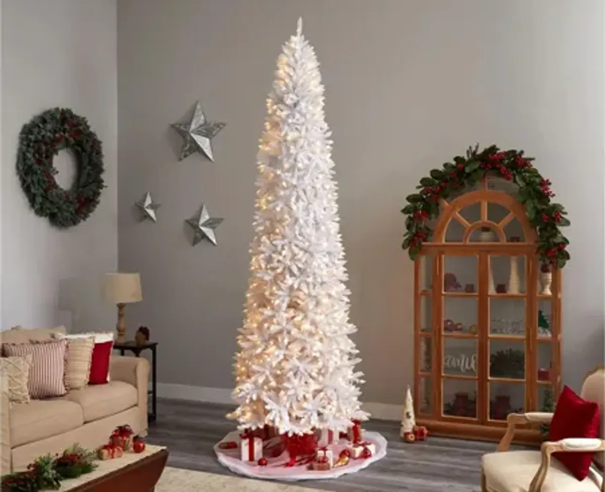 11' Slim White Artificial Tree