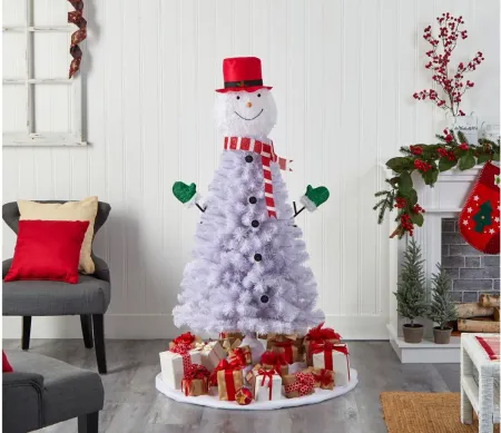 5' Snowman Artificial Tree in White by Bellanest